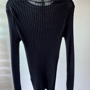 Anine Bing Black Ribbed Long Sleeve Top